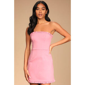 Lulus Little Lovely Light Pink Strapless Mini Dress - Size M
